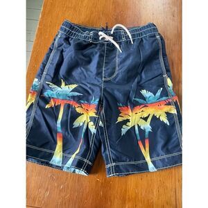 Gap blue orange yellow palm tree swim suit L